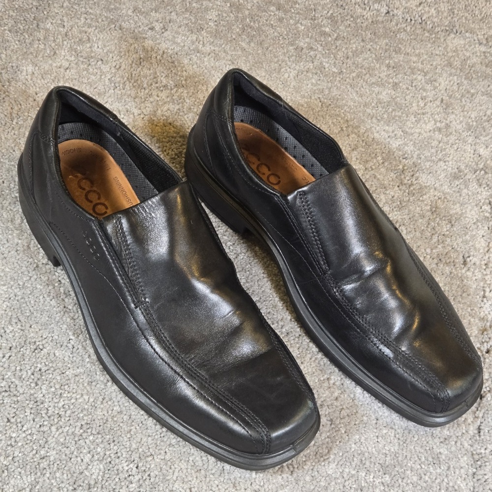 ECCO Helsinki Loafers Mens 12 - 12.5 EU 46 Black Leather Casual Slip On Shoes